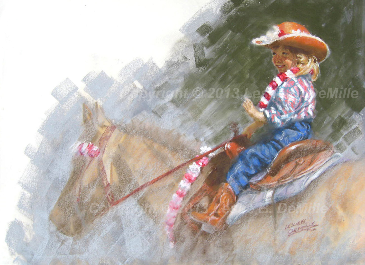 Hawaiian Cowgirl 1, Pastel (11x16)