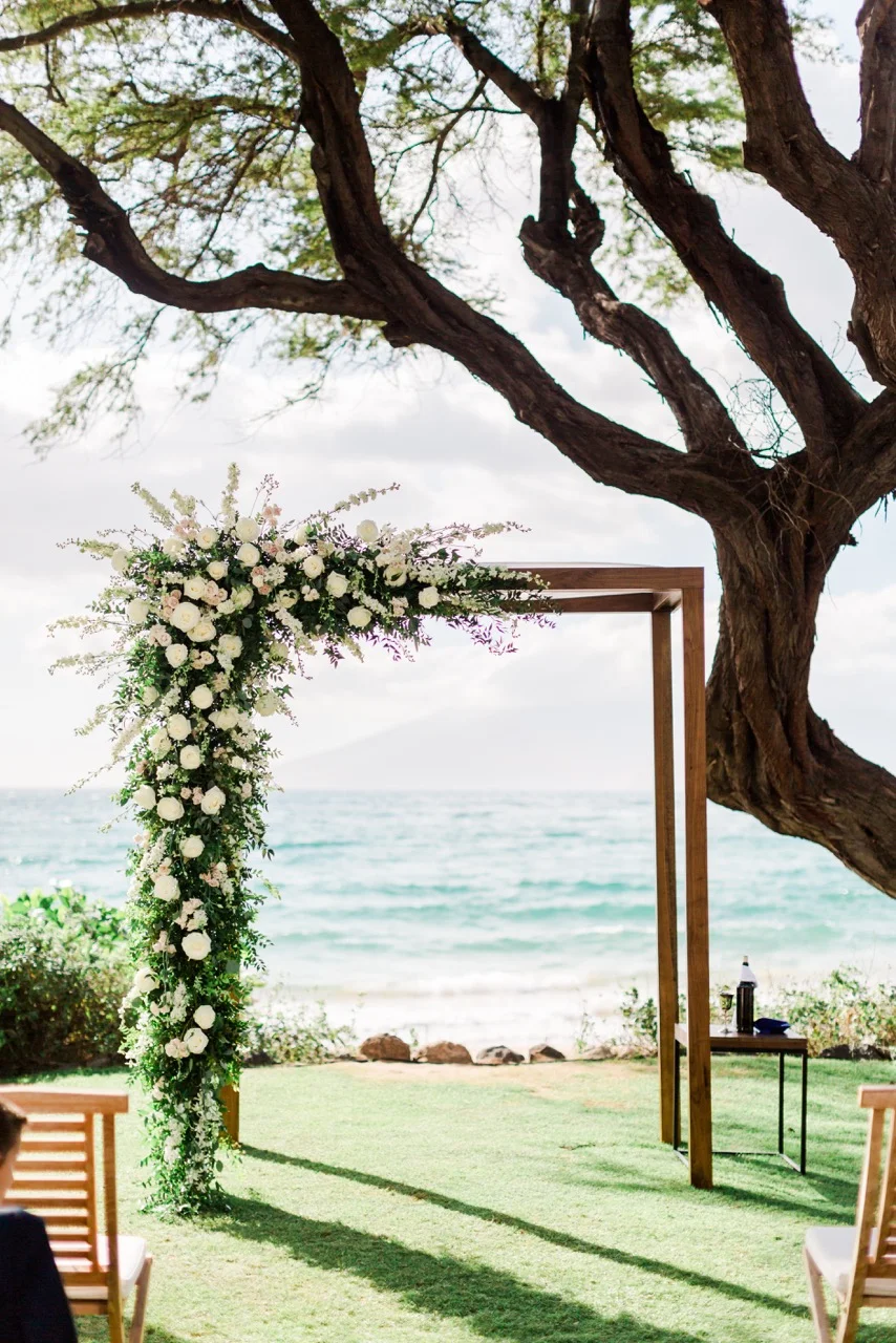 Dark Walnut Wedding Arch / Andaz Resort