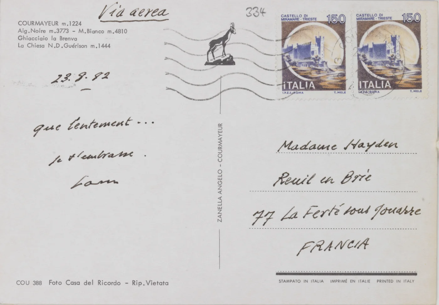 How slowly...love, Sam (Postcard from Beckett)
