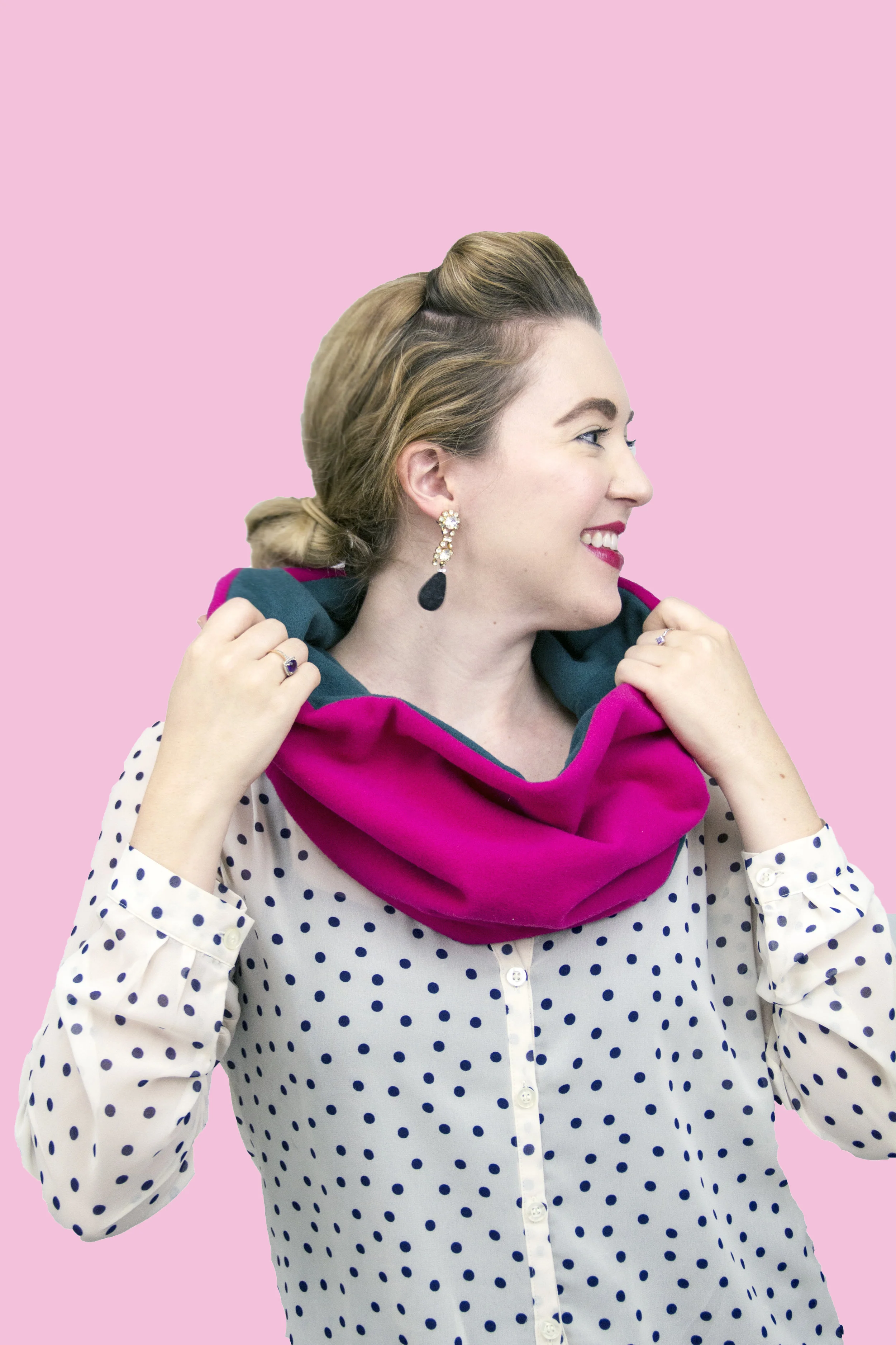 The Sharon Snood - modeled by the designer herself, Nikki Marie. Designed and sewn with love in Santa Rosa, California.