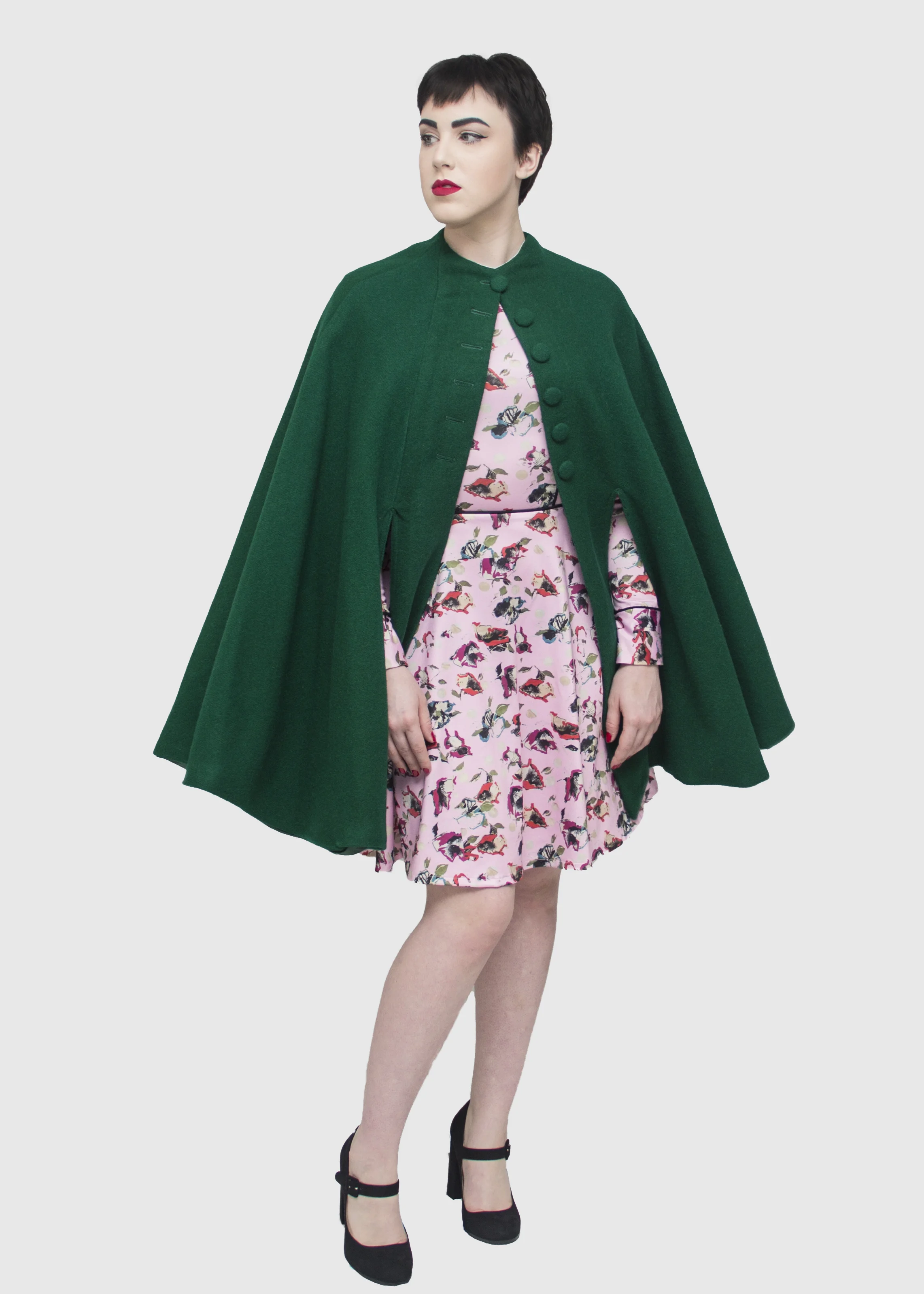 Maddy in adventure cape and in bloom dress front.jpg