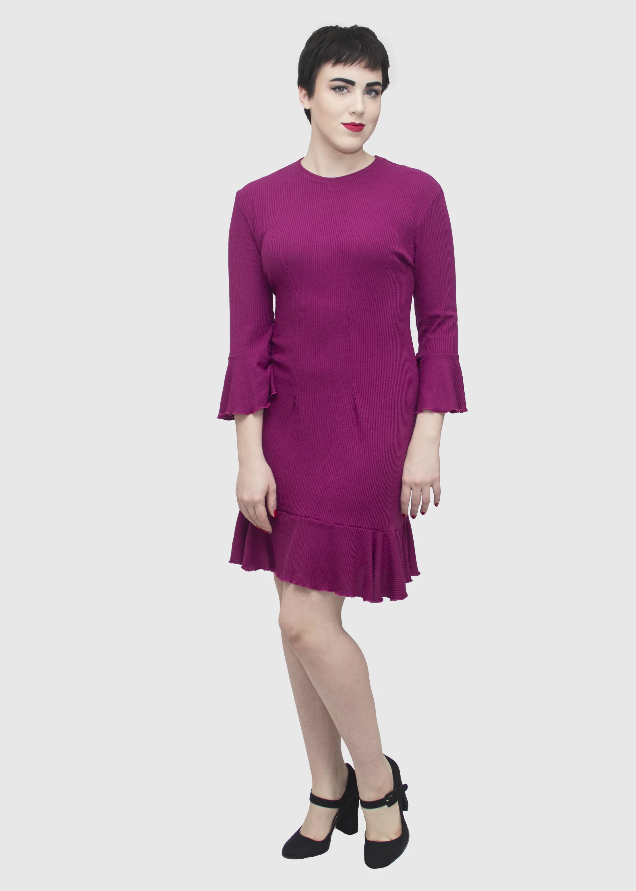 Maddy in Rib Knit Flared Dress front 2.jpg