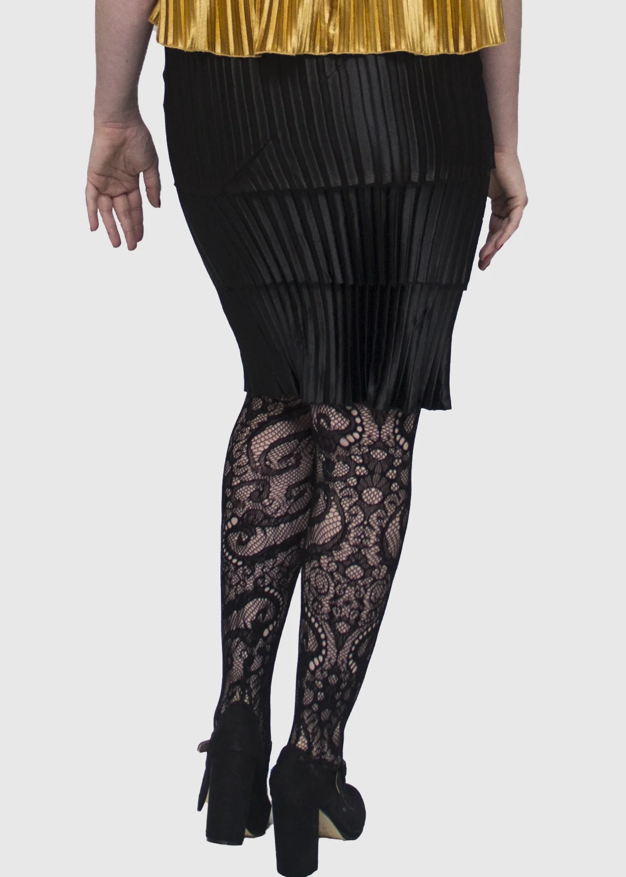 Maddy in Marilyn Gold Top and Peggy Pleated Skirt back.jpg
