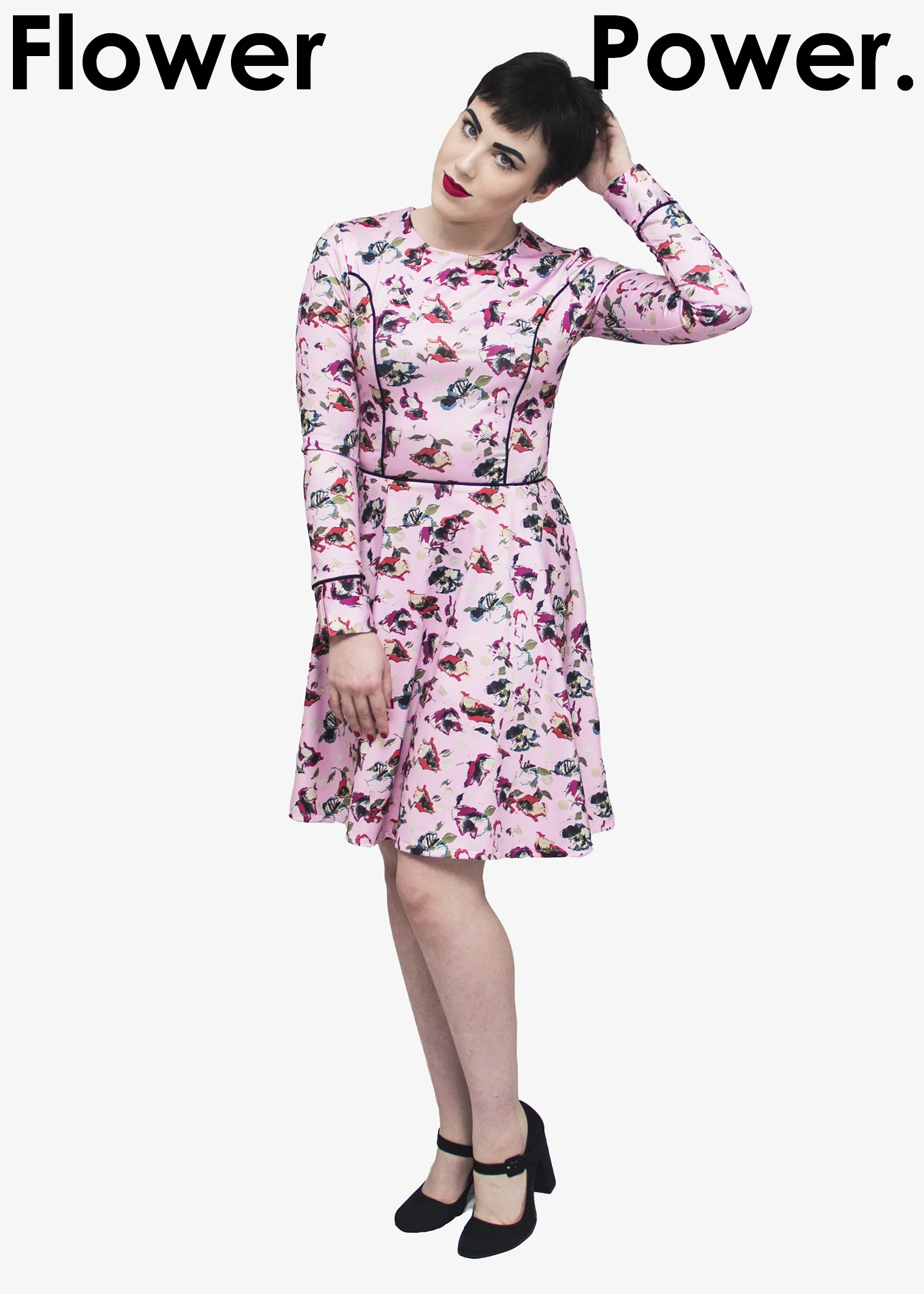The Sharon Dress in the exclusive "In Bloom" print. 100% MADE IN USA