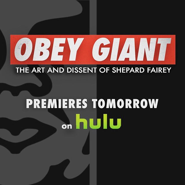 It's almost here! 'OBEY GIANT: The Art And Dissent Of Shepard Fairey' premieres TOMORROW on @hulu 
#wethepeople #obamahopeposter #obeygiant #andrethegiant #roddypiper #earthcrisis #mayday #allegedgallery #obeygiant #andre #hulu