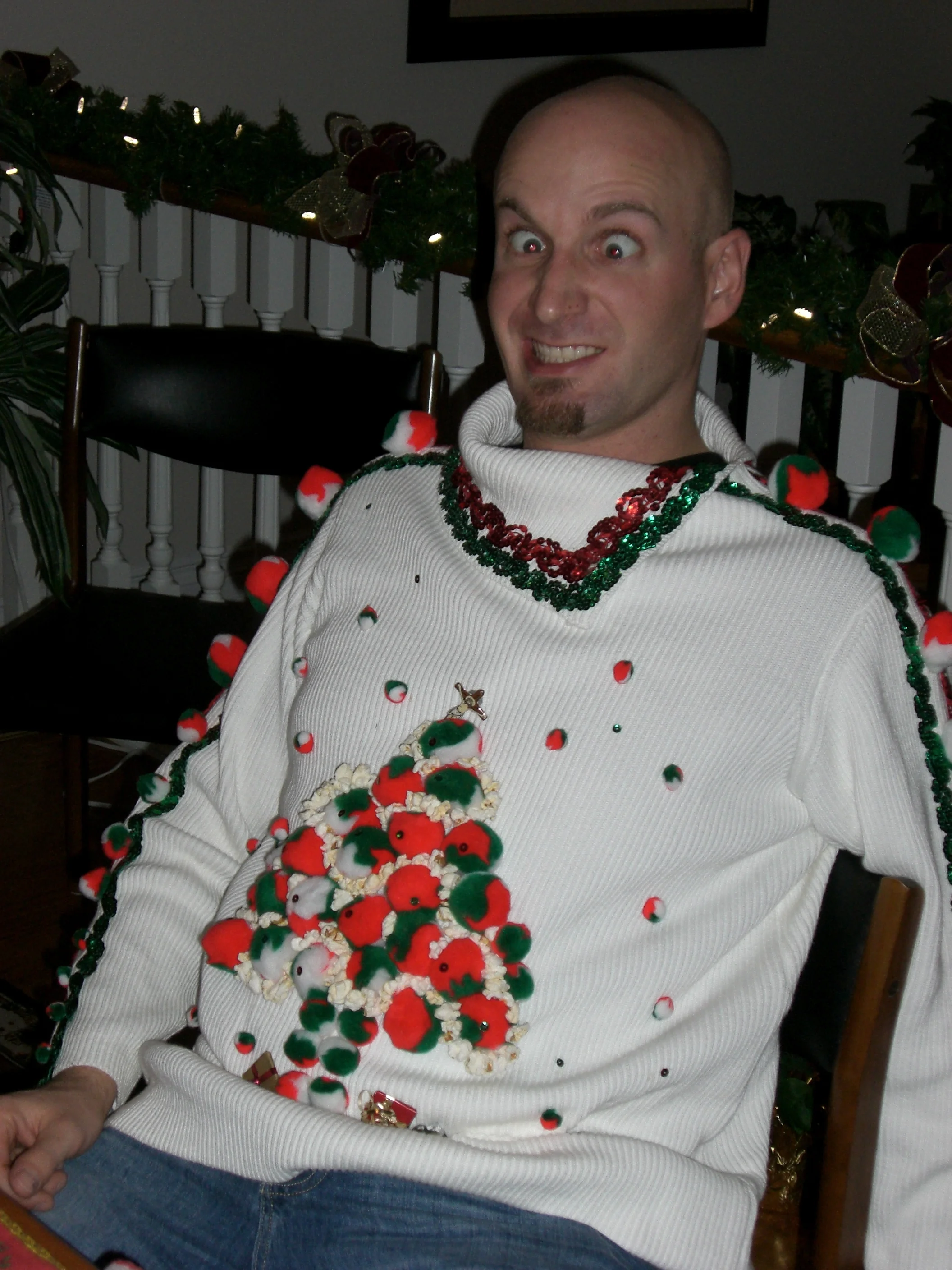 Funnily enough, my brother is the one who first introduced me to the concept of an "ugly sweater". Note: Do not let this man loose in Michaels and then give him a glue gun.