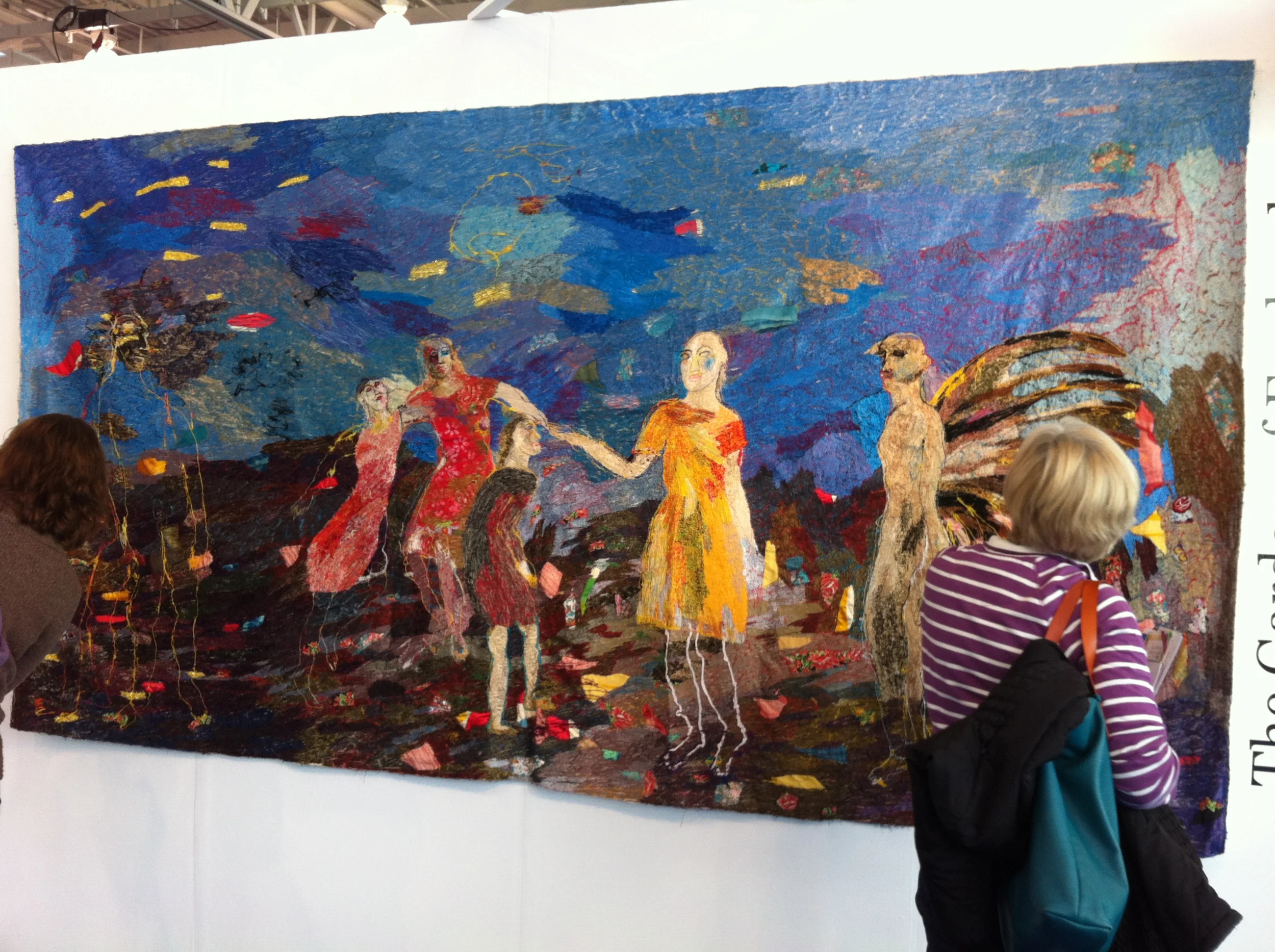 Not yarn, but this entire picture is made of sewing thread. Wow.