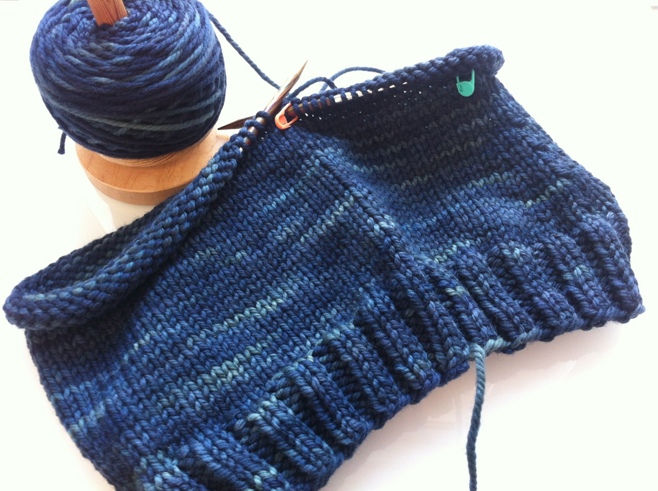 See what I mean about working up fast? That's the second skein already.