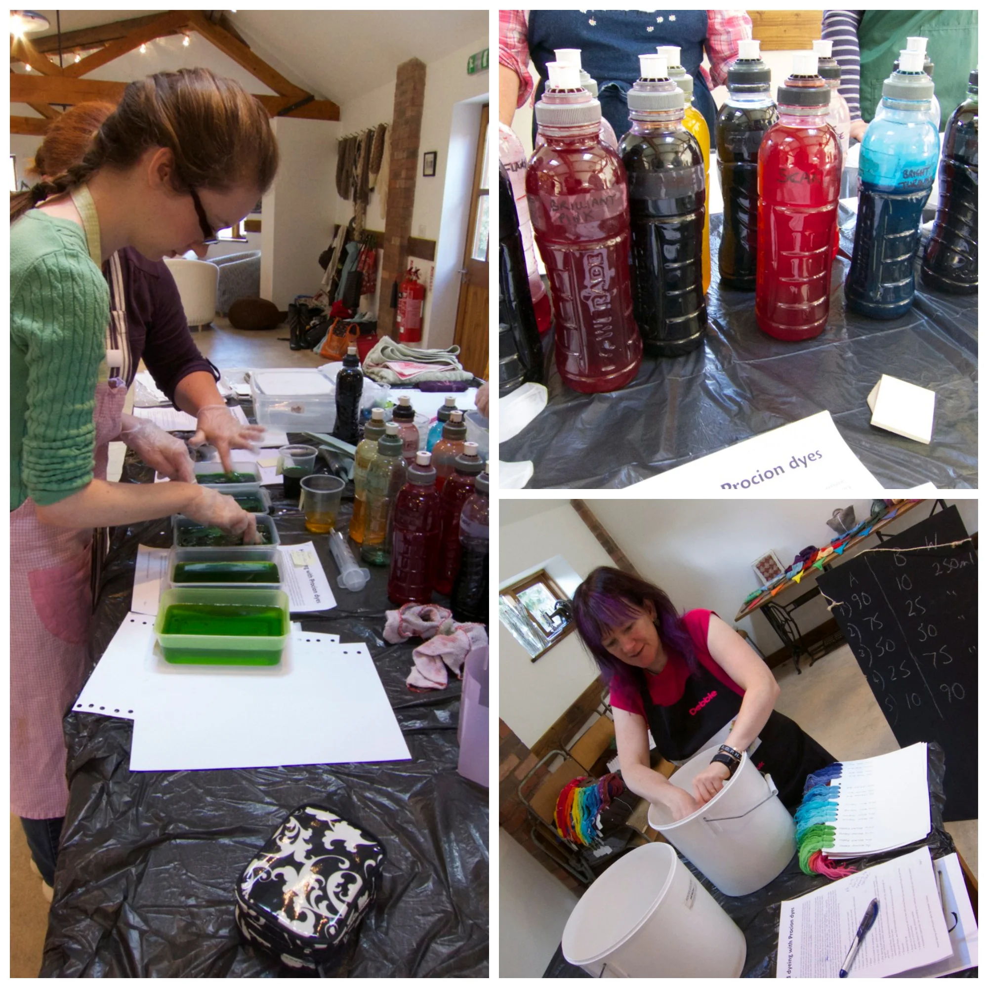 Lots of dyeing fun, the procion dyes, and Debbie at the helm