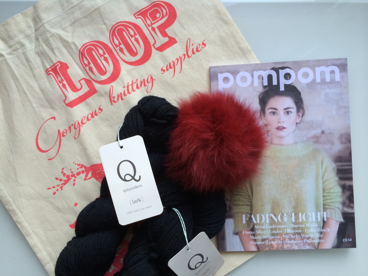 Loop has new bags! And I'm excited to try Quince & Co's gorgeous wool - it feels so light!