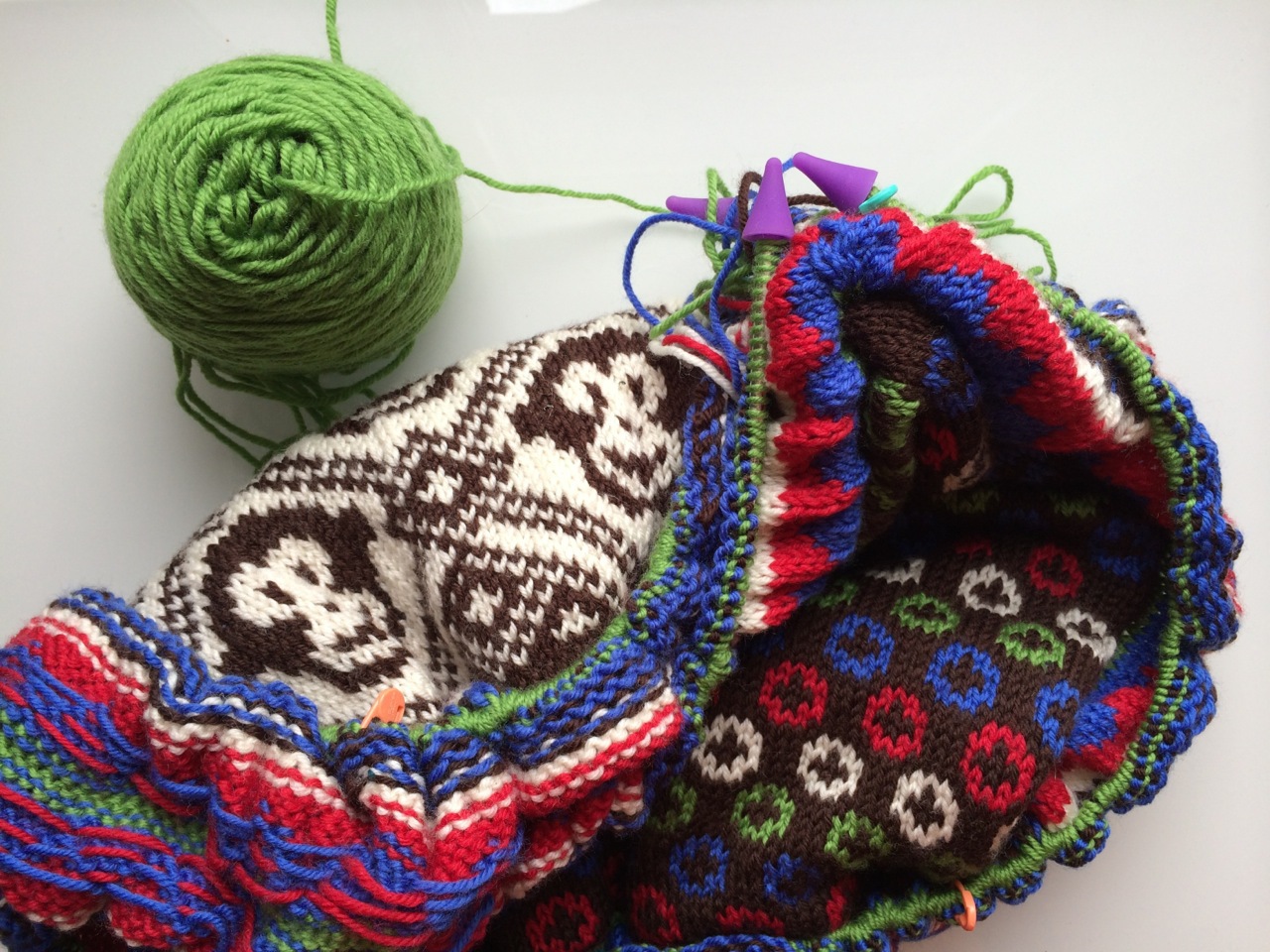 Possibly the most awkward knitted thing to photograph while on the needles, ever!