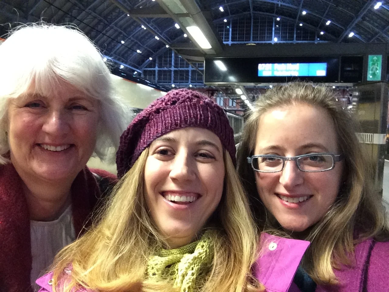 Catherine, Alli and Karen ready to catch that 7:01am train!