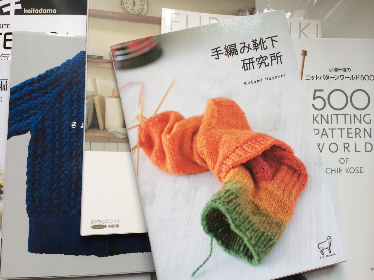 Knitting socks Japanese style! There's one in here for a garter stitch sock knit flat and seamed on the side that I'm looking forward to deciphering.