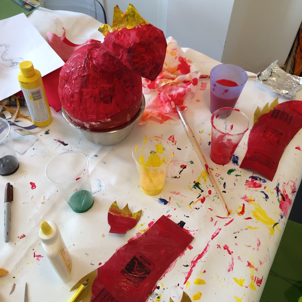 Mr. H decided on a red and "gold" colour scheme.