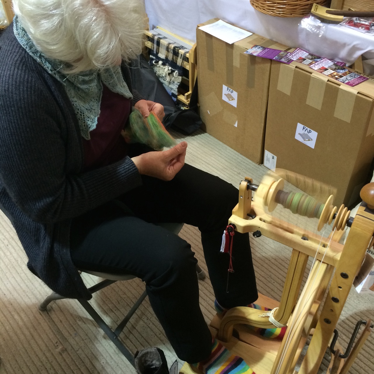 Catherine took the Mercedes of spinning wheels for a test drive.
