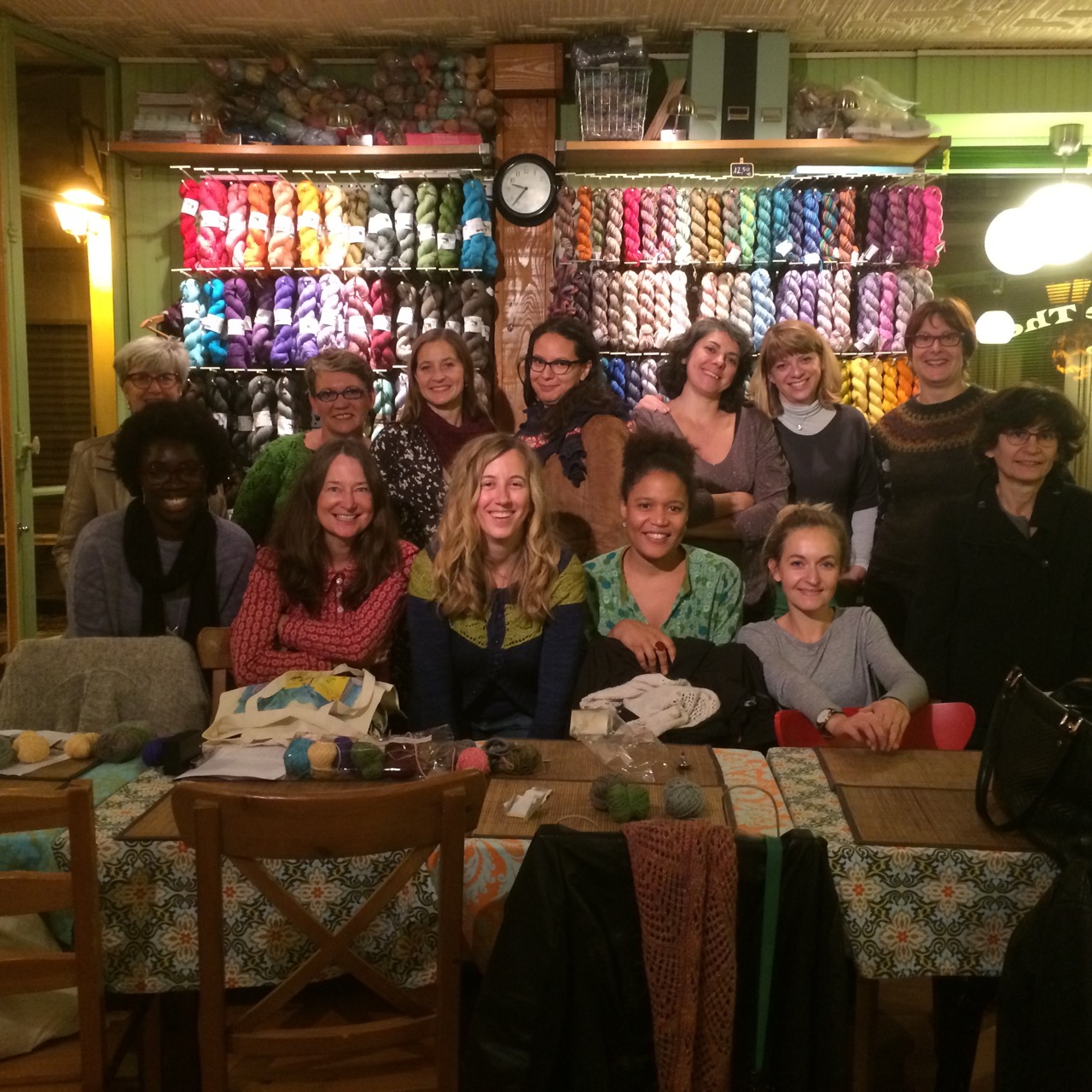 The obligatory group shot of the evening's knitters