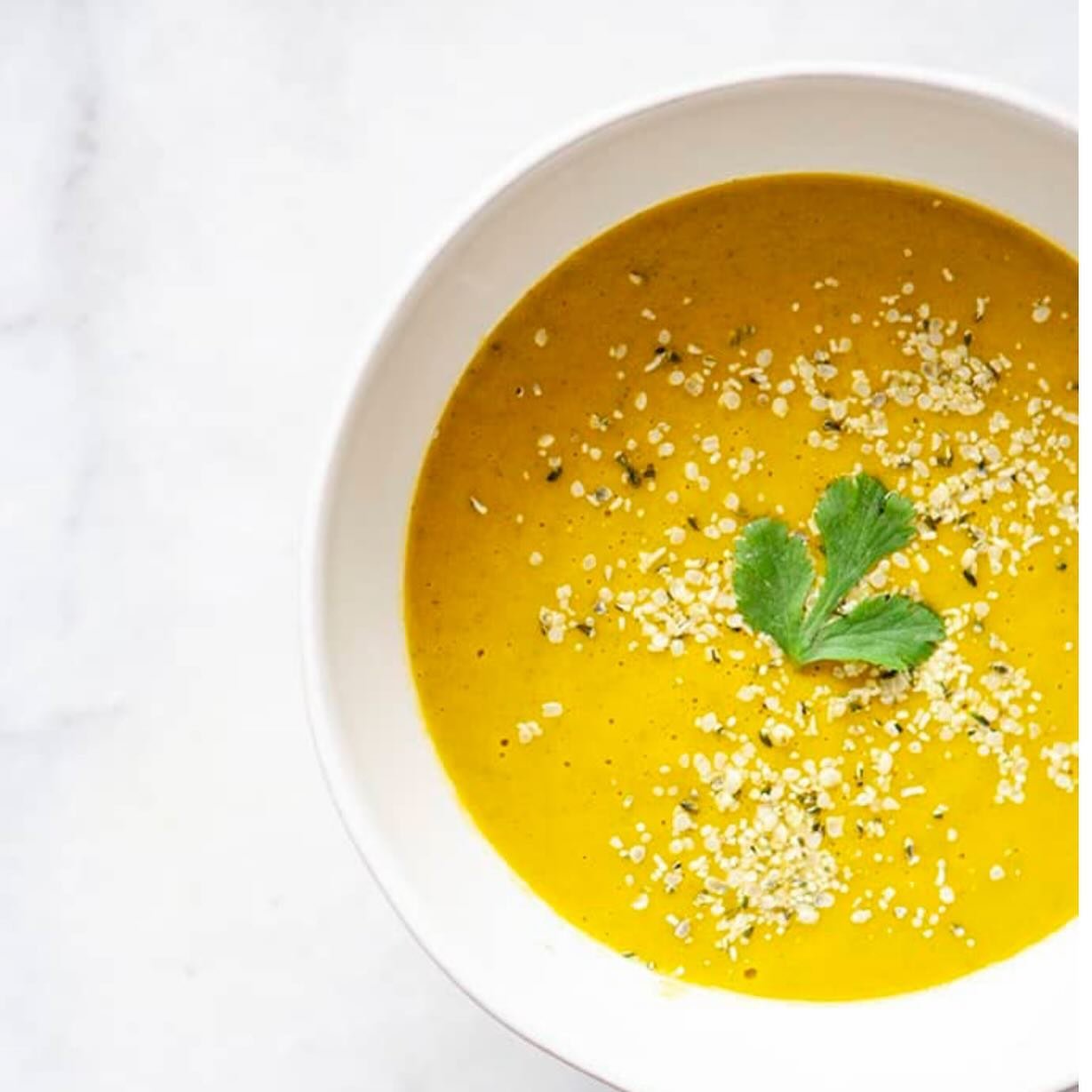 BEAUTIFUL FOOD BY DESIGN | Rain OTW calls for soup. I was obsessed with this soup from the very first taste, Spicy Thai Carrot Soup. Sweet carrots pureed with a touch of warming spices and made smooth with creamy coconut. Enjoy the beautiful earth to