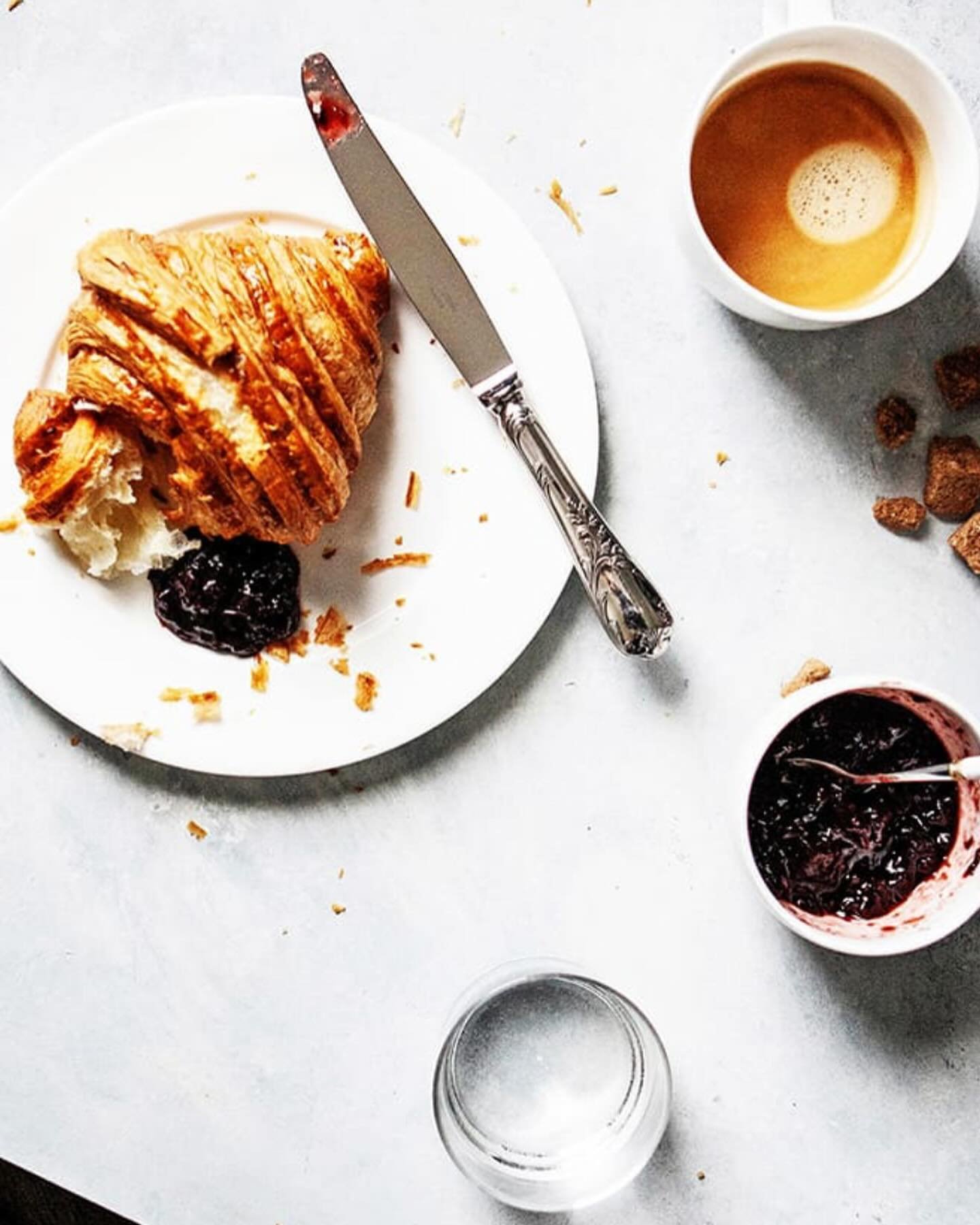 BEAUTIFUL FOOD BY DESIGN | Freshly made jam spread on a warm crispy croissant flanked by an espresso is an Italian way to greet La matina, in Italian &lsquo;the morning.&rsquo; Anytime of day we can carve out for ourselves, quiet intention, even bett