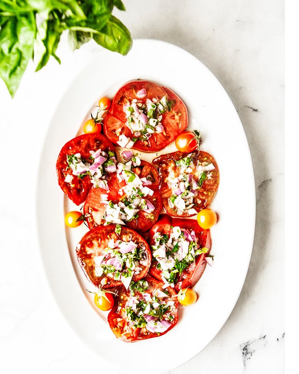 BEAUTIFUL FOOD BY DESIGN ~ NEW! Tomato season is just the best, and it&rsquo;s here. Simple Marinated Heirloom Tomatoes on the dining table today. Membership Collection Recipe No. 605.

TAP BIO.  FOR RECIPE 
https://bijouxs.com/marinated-heirloom-tom