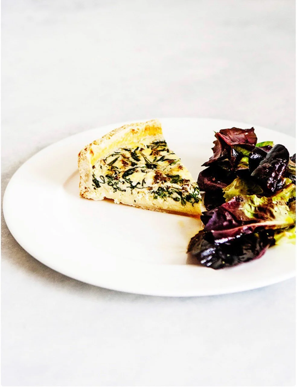 BEAUTIFUL FOOD BY DESIGN | Everything I want to eat -Sqirl Daily Quiche. 
Daily rotating quiche are served with a side of Shu farms market greens, simple and yet profoundly classic. The Daily Quiche is a perfect example of farm fresh ingredients used