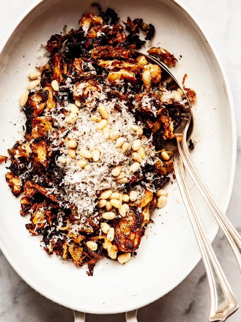 BEAUTIFUL FOOD BY DESIGN | These are the tastiest Brussels sprouts ever-roasted in a deeply brown in an intense sauce-Recipe No.641 Super-Crispy Roasted Brussels Sprouts from the Membership Collection.

TAP BIO FOR RECIPE 
https://bijouxs.com/super-c