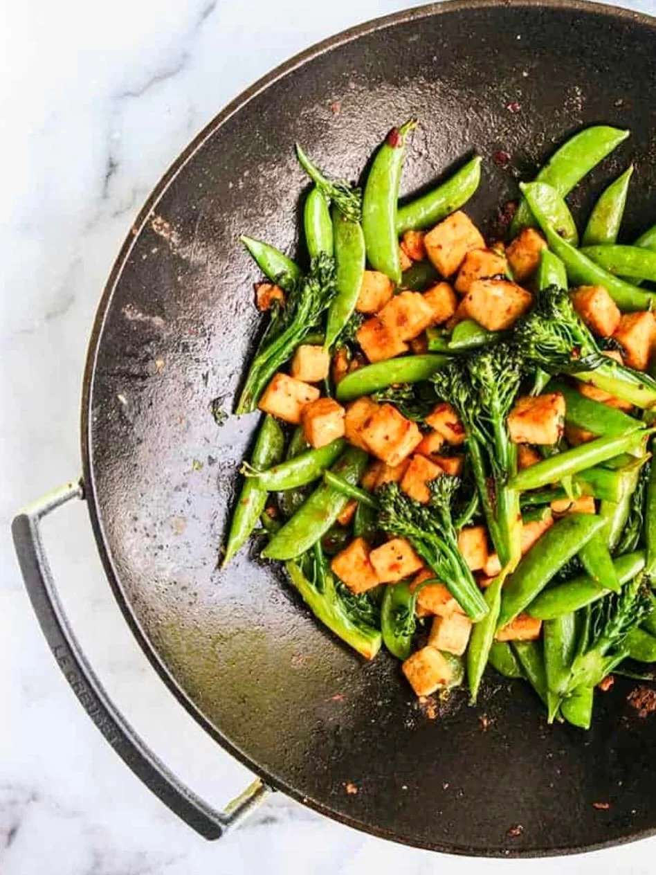BEAUTIFUL FOOD BY DESIGN | No. 242 Spicy Stir-Fried Tofu with Broccolini &amp; Snap Peas
 In a hurry? Fire up the work for Spicy Stir-fried Tofu with Broccolini and Snap Peas. Dinner in 15 minutes, always a little jewel.

TAP BIO FOR RECIPE 
https://