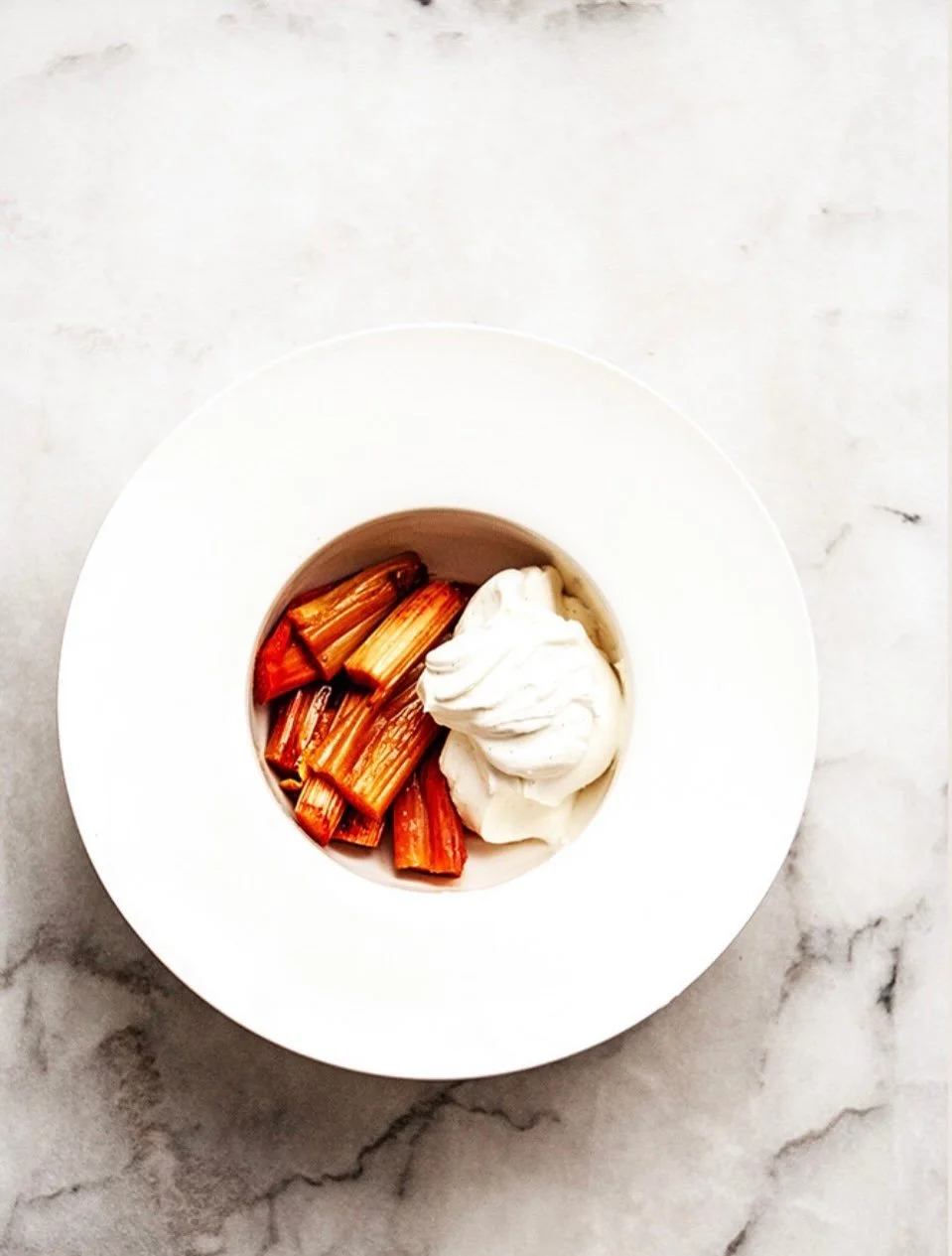 BEAUTIFUL FOOD BY DESIGN | Every Spring the rhubarb shows up at the famers markets, the early harvest is the best. The taste is very tart and mostly rhubarb is used for pies, tart, and jams, or baked here with a sprinkling of sugar. No. 652 Baked Rhu