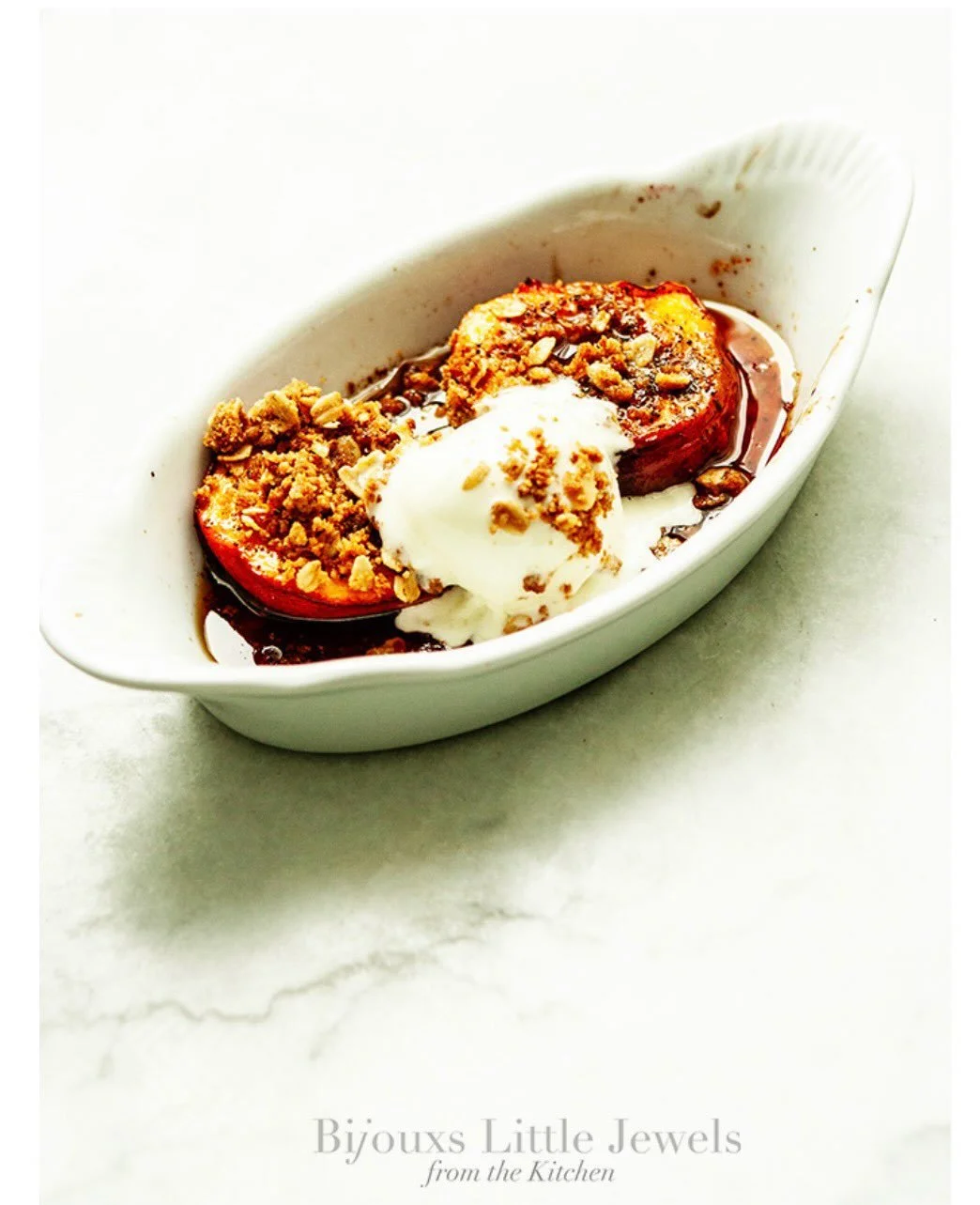 BEAUTIFUL FOOD BY DESIGN | Peaches the best part of summer here simply roasted with butter &amp; brown sugar then topped the Salted Oat and Ginger Granola. Recipe No 659 Brown Butter Sugar Baked Peaches &amp; Salted Ginger Granola.

TAP BIO FOR WEBSI