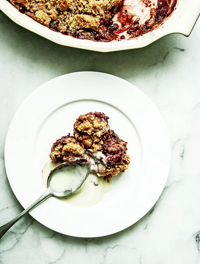 Summertime Sour Cherry Crisp