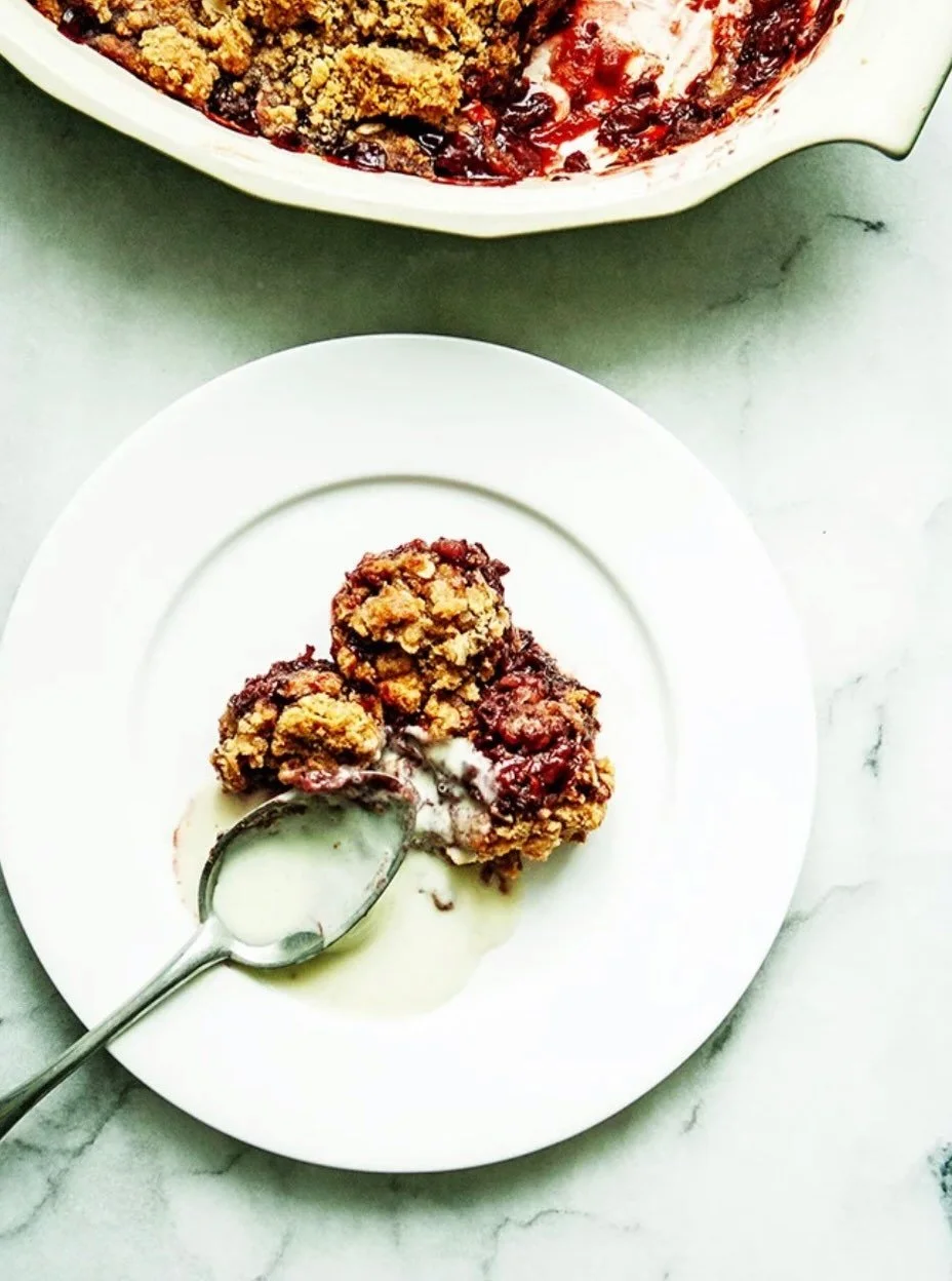 BEAUTIFUL FOOD BY DESIGN | The last of my frozen sour cherries are now gone, No. 664 Summertime Sour Cherry Crisp marks the end of summer &ndash; sweet Summertime Sour Cherry Crisp.

TAP BIO FOR WEBSITE 
https://bijouxs.com/summertime-sour-cherry-cri