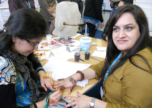 Students at Walsall Adult and Community College raising money for the Trust through henna hand painting.