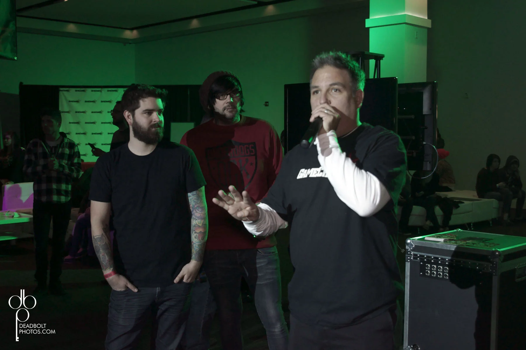Gamechanger Boss, John D . with Senses Fail and Video Game Artist Clay Graham . 