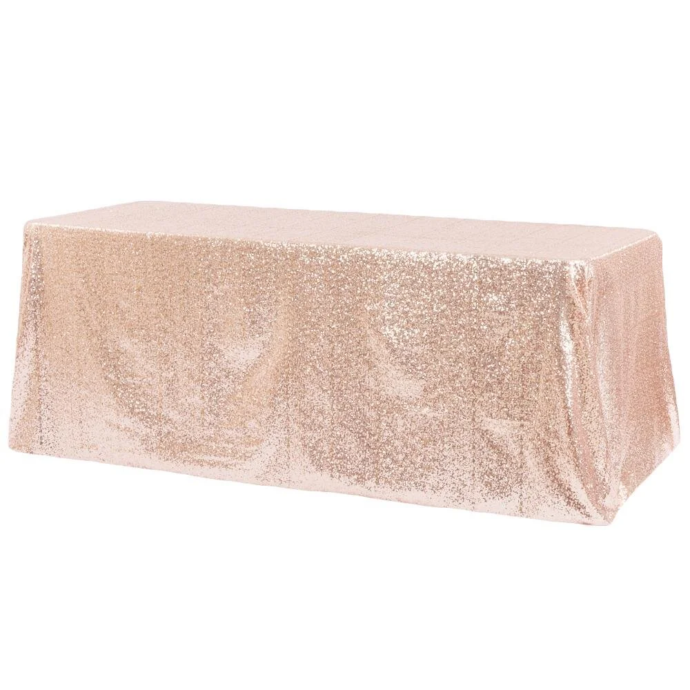 FOR SALE: Rose Gold Sequin Table Linen 90" x 132"