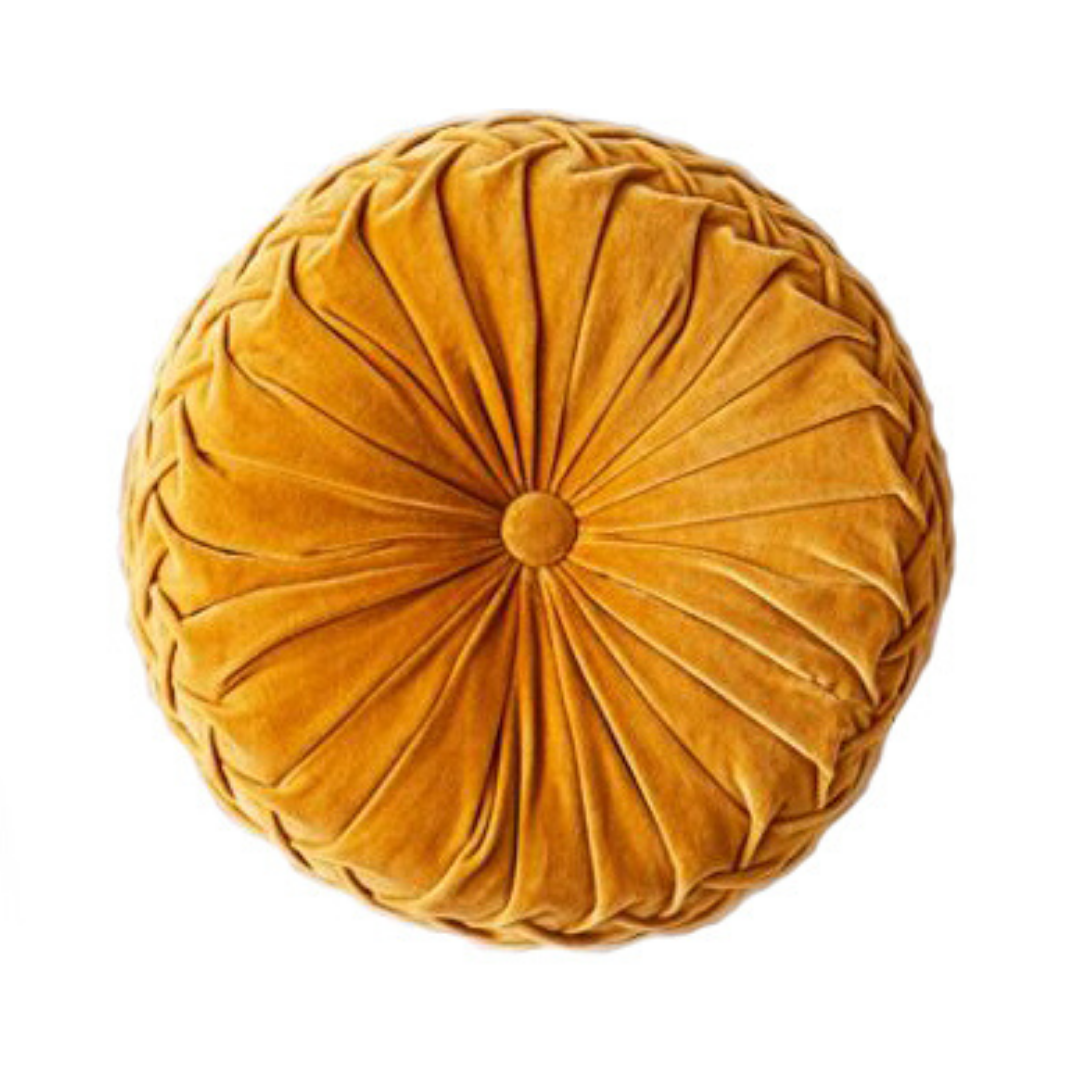 Mustard Retro Round Cushion