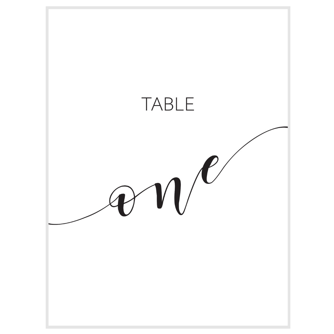 Simple Calligraphy Table Numbers