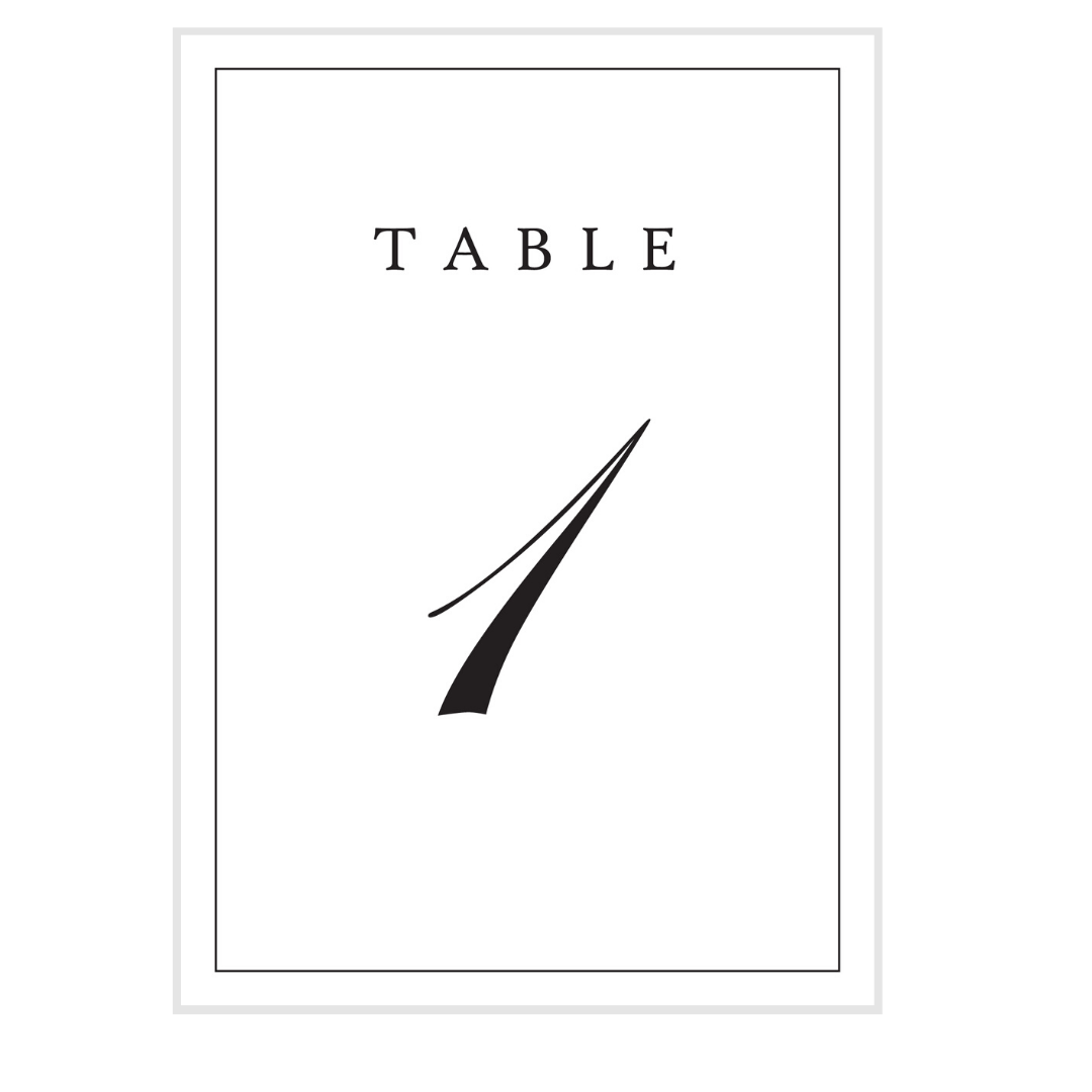 Classic Black + White Table Numbers