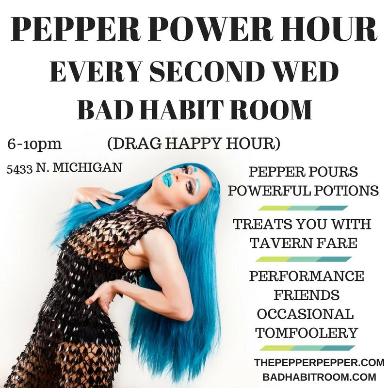 Join "Portland's Youngest Grande Dame" (OPB) as she pours you powerful precious potions and pleasures you with polite and glamourus company. Dine in for some delicious tavern treats and cocktail specials EVERY 2nd WED at Bad Habit Room. OCT EDITION! HALLOWEEN COSTUME PARTY AND PRIZE GIVEAWAY! Come dressed as your spookiest and cookiest and sup with PDX's weirdest! Bad Habit Room 5433 N. Michigan 6-10pm