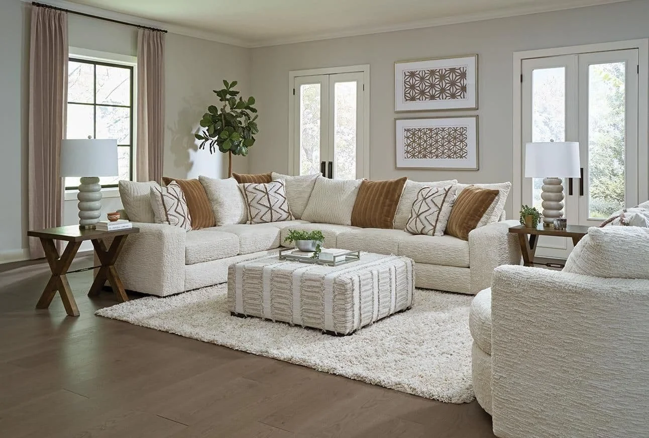 Oatmeal Sectional with Ottoman