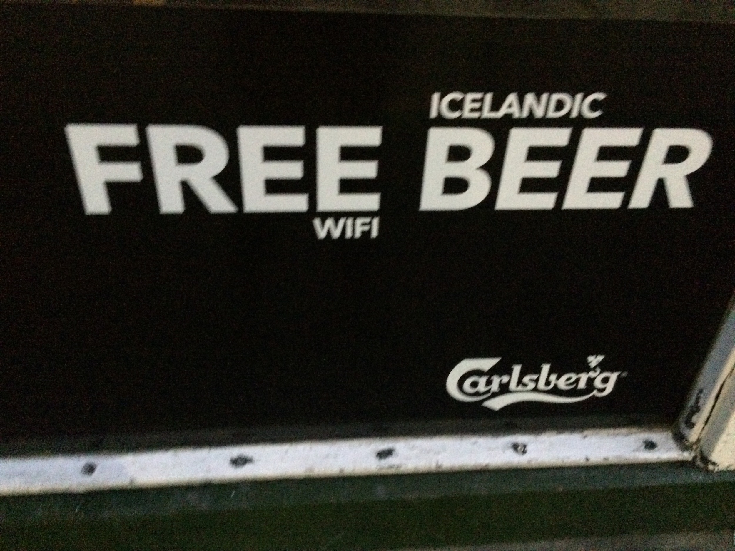 The words FREE BEER gets anyone to stop - but only to find out there is. no. free. beer... tear! Clever, but we walked passed this bar and moved on to the next because the sign pissed us off. The audience (us beer drinkers) deemed it a fail. It seemed super harsh considering how expensive beer is in Iceland!