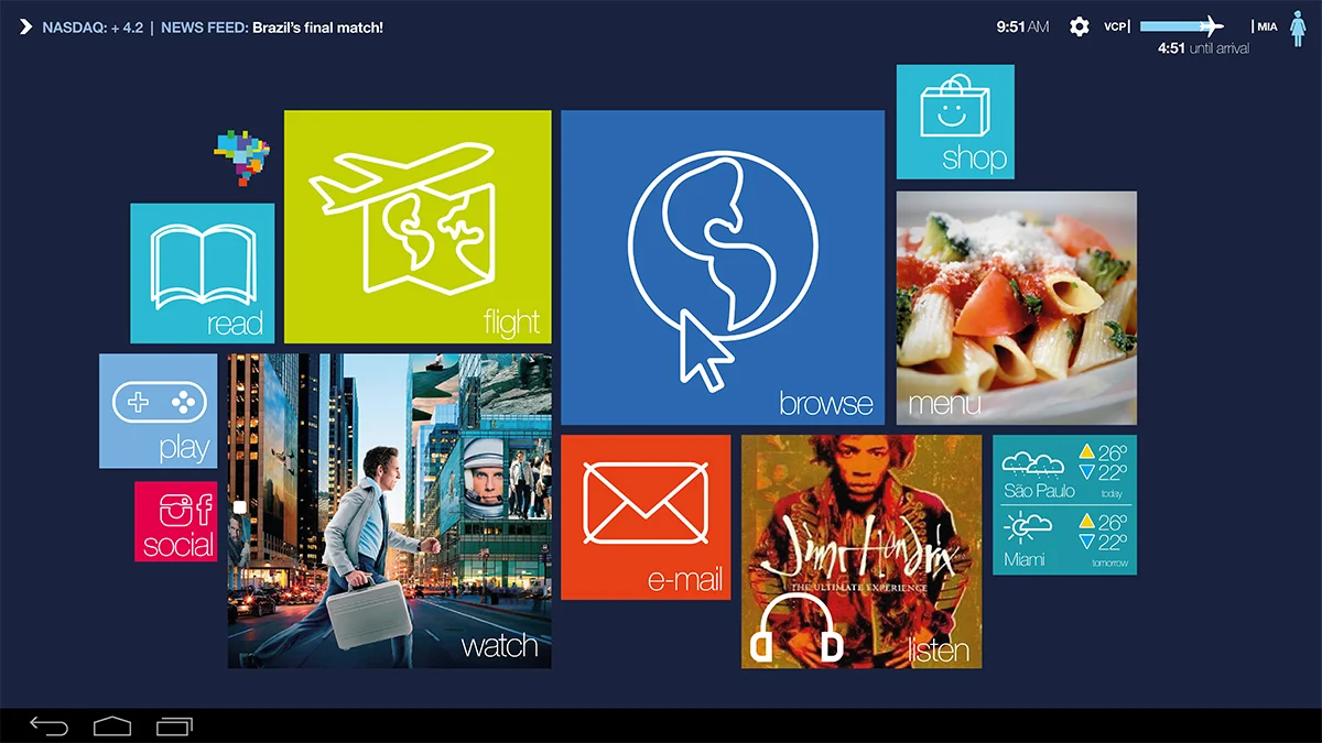 First concept for the eX3 (in flight entertainment system) for Azul.