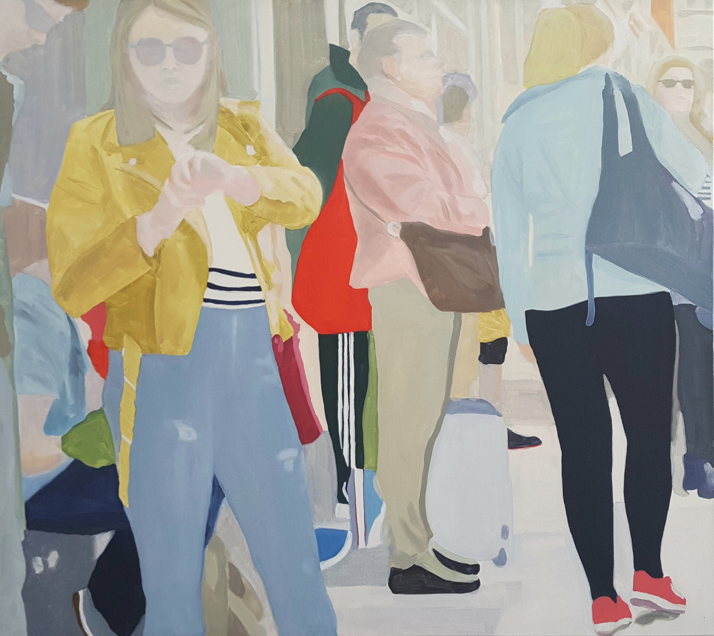 Passengers, 2018, 45x40” oil on canvas