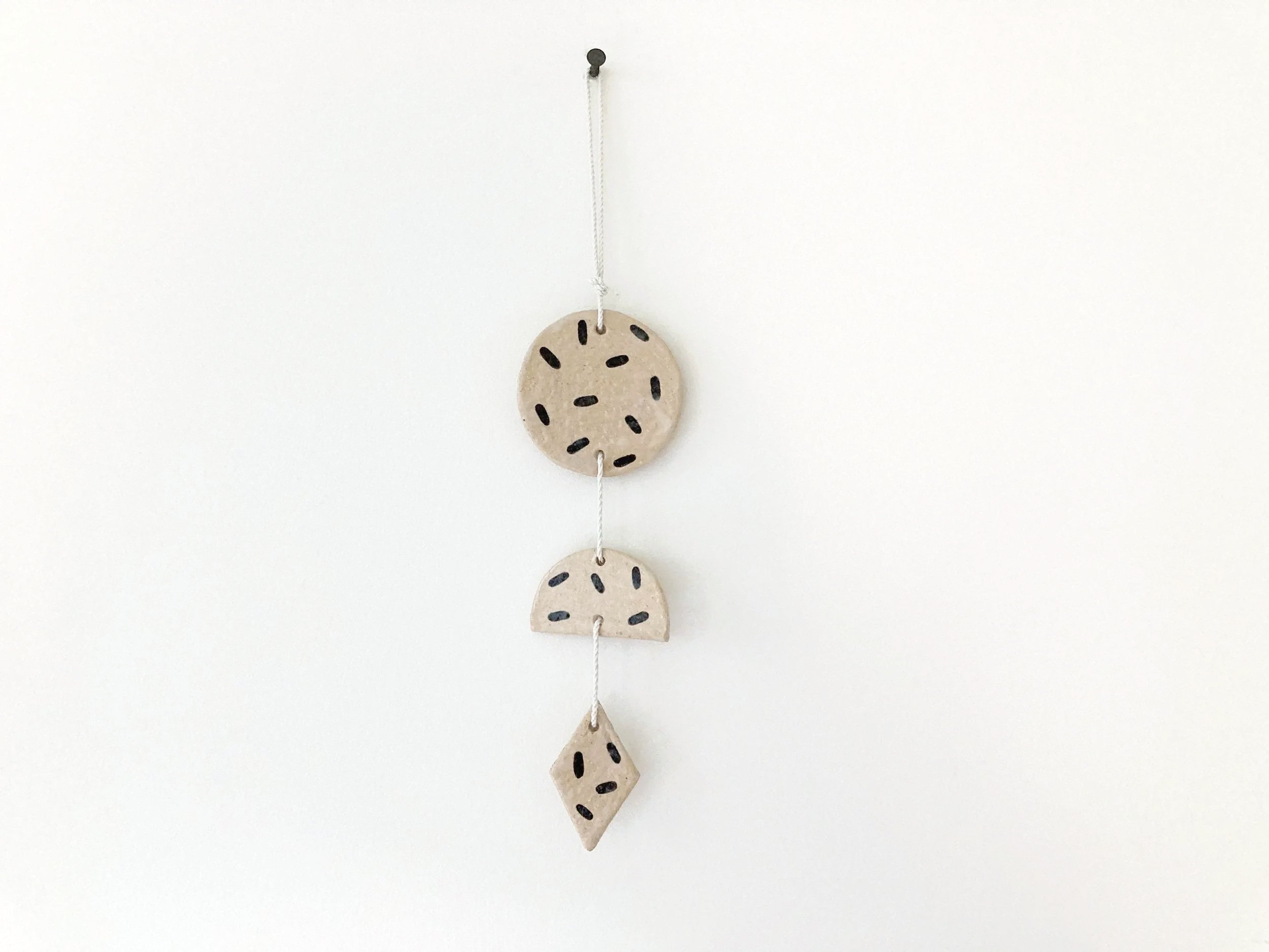 Lucky Wall Charms - Black and White on Speckled Stoneware