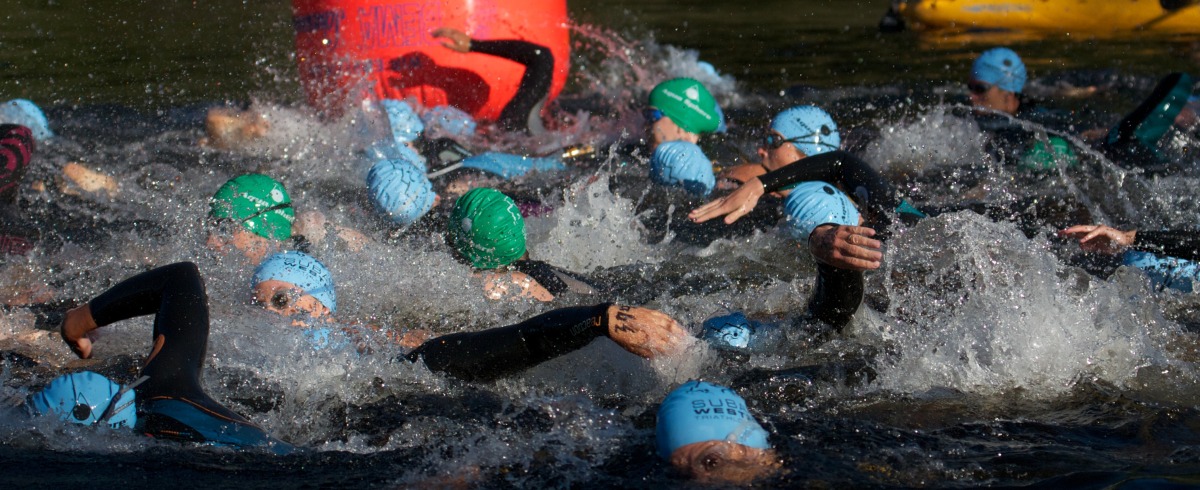 2012-08-12 at 07-32-57 triathlon, sooke, subaru, swim, start, chaos, splash, water, panic.jpg