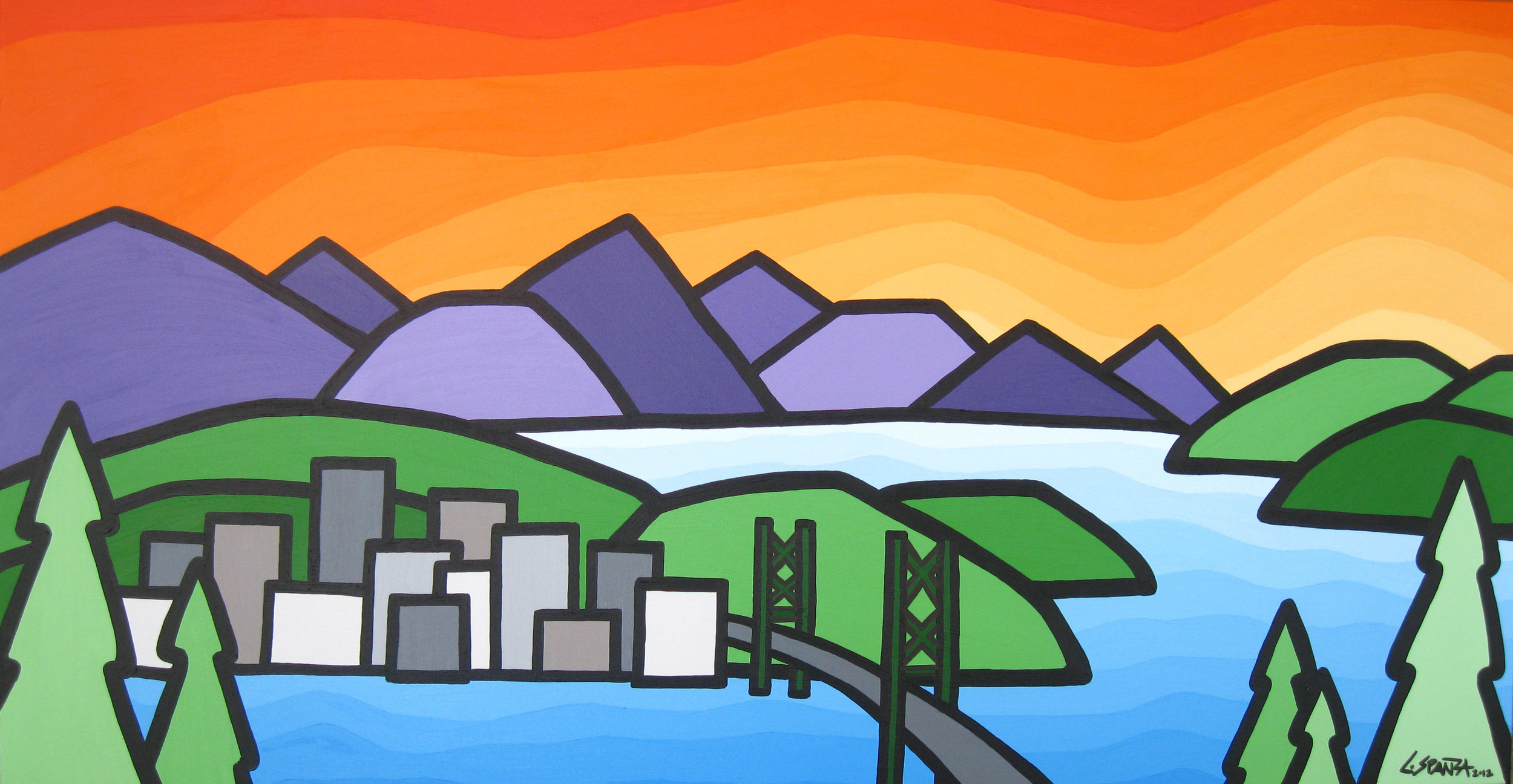 Title: A View From Grouse Mt, 2012 Size: 24" x 48" acrylic on canvas SOLD - COMMISSION