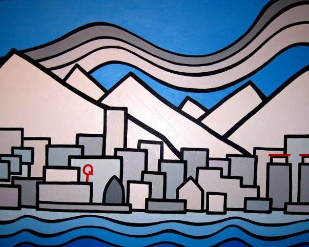 Title: North Vancouver, A View From the Seabus 2012 Size: 30" x 40" acrylic on canvas SOLD
