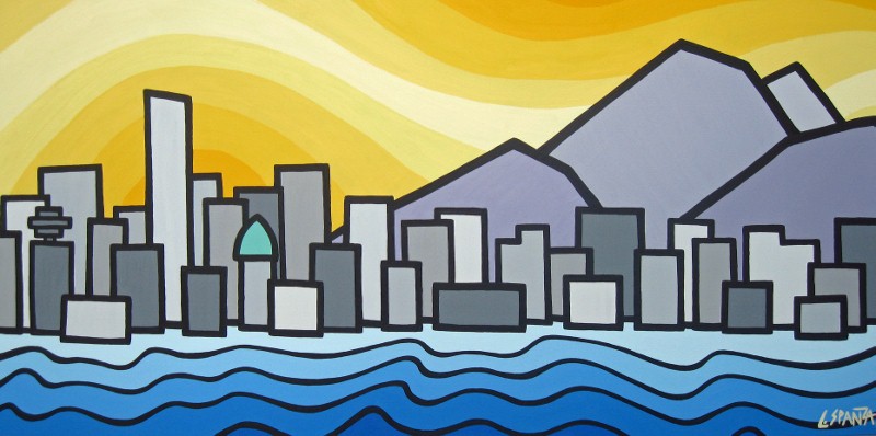 Title: Vancouver & Mt Baker, 2012 Size: 24" x 48" acrylic on canvas SOLD