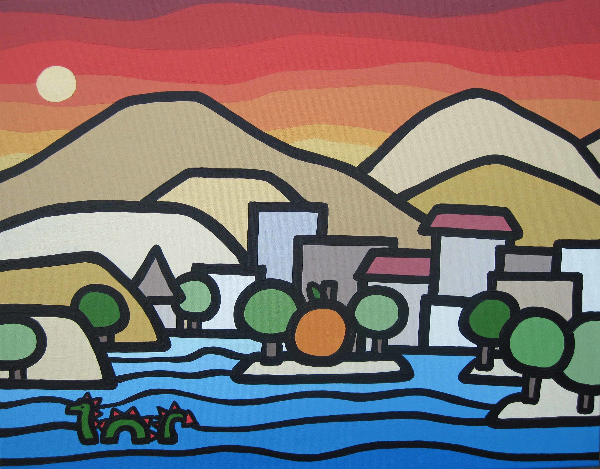 Title: The Peach, 2013 Size: 16" x 20" acrylic on canvas SOLD - COMMISSION