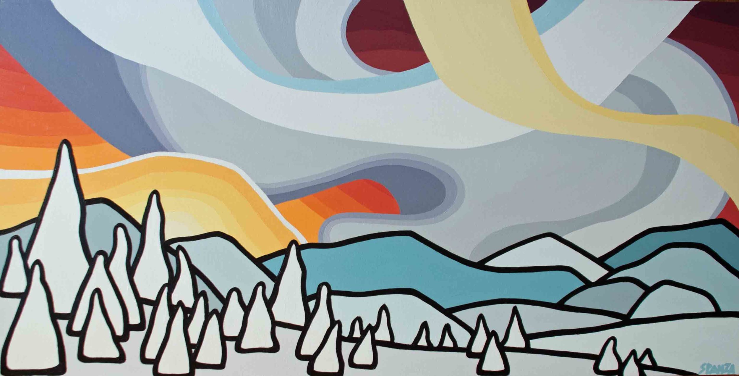 Title: Snowghosts Size: 24" x 48" acrylic on canvas SOLD