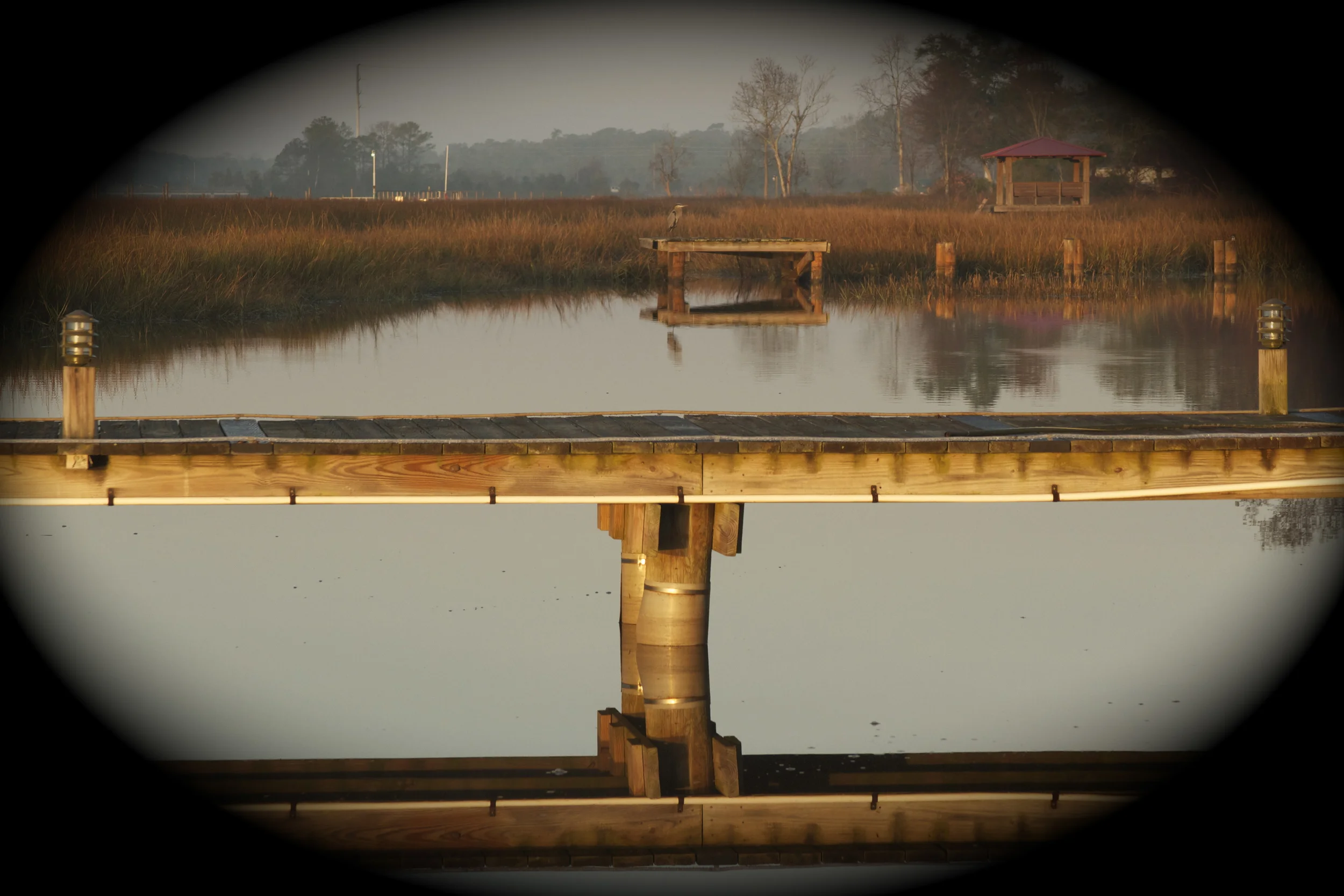 The Golden Glow arrives and is reflected on the marsh. Old Man River waits as usual.