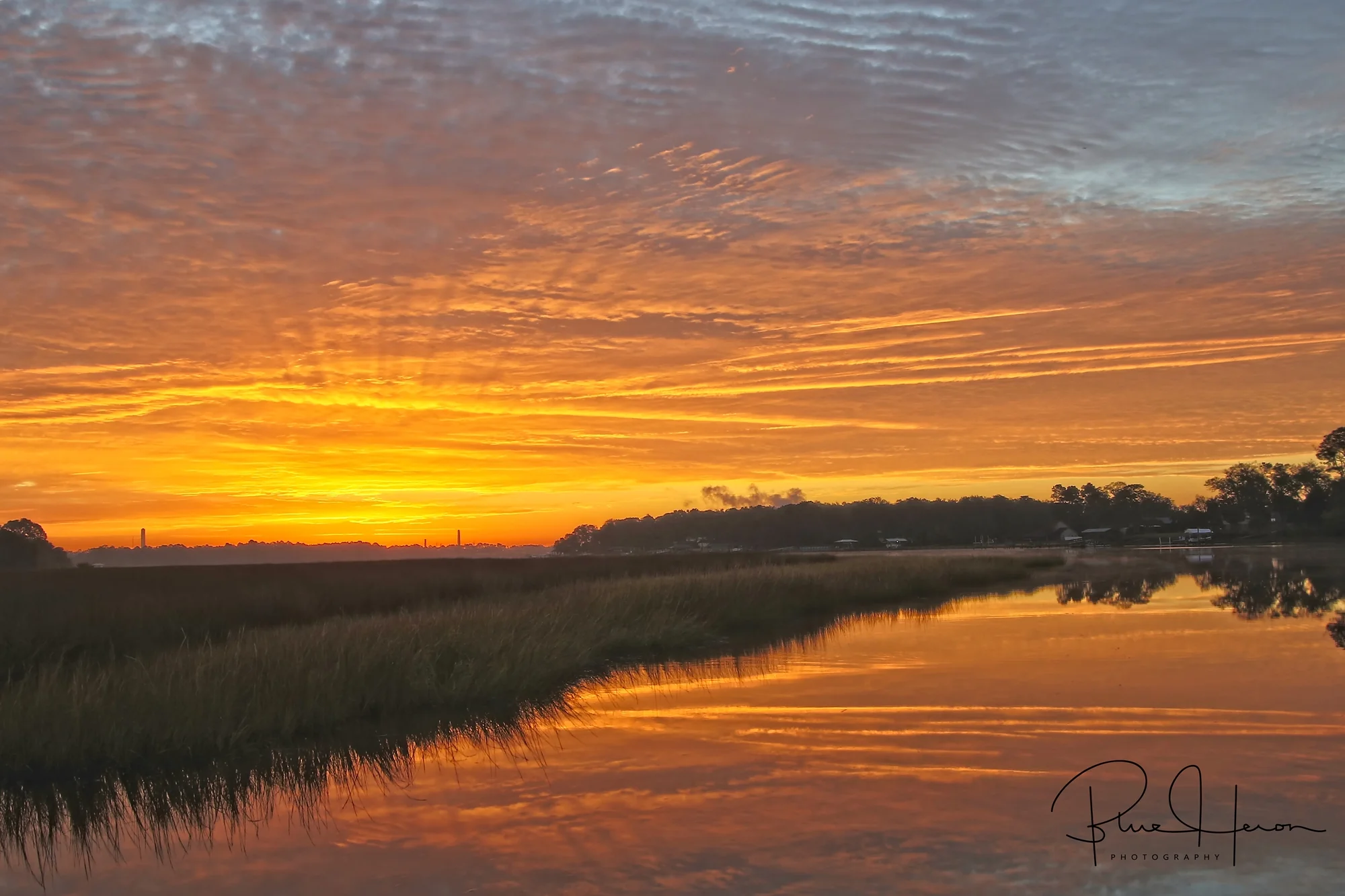 The morning sky was ablaze with fiery color